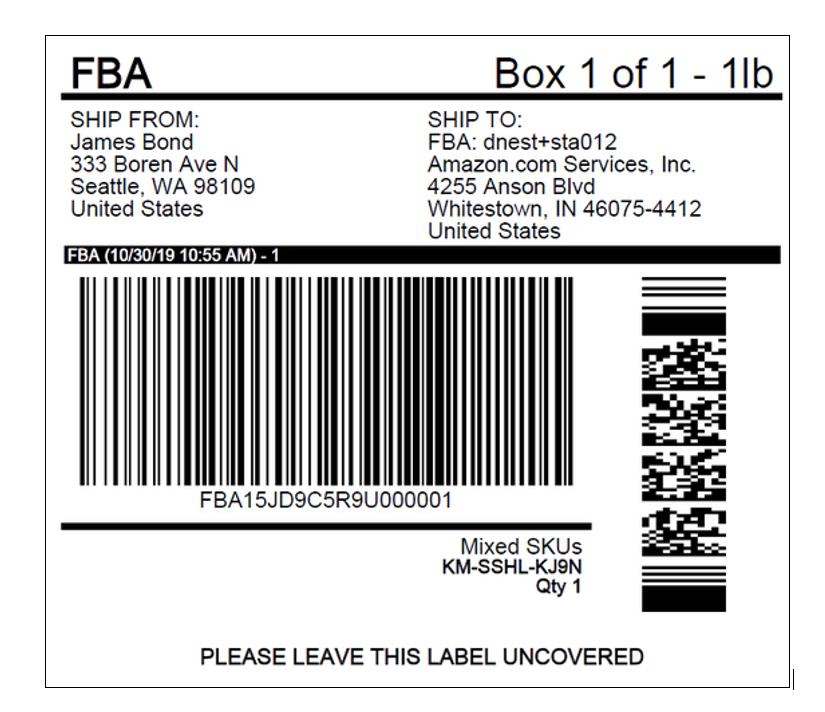Shipping label specifications